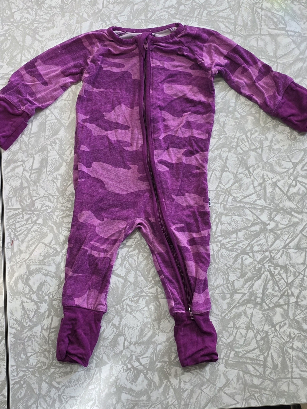 Little Sleepies Purple Camo Zip Footed One-Piece